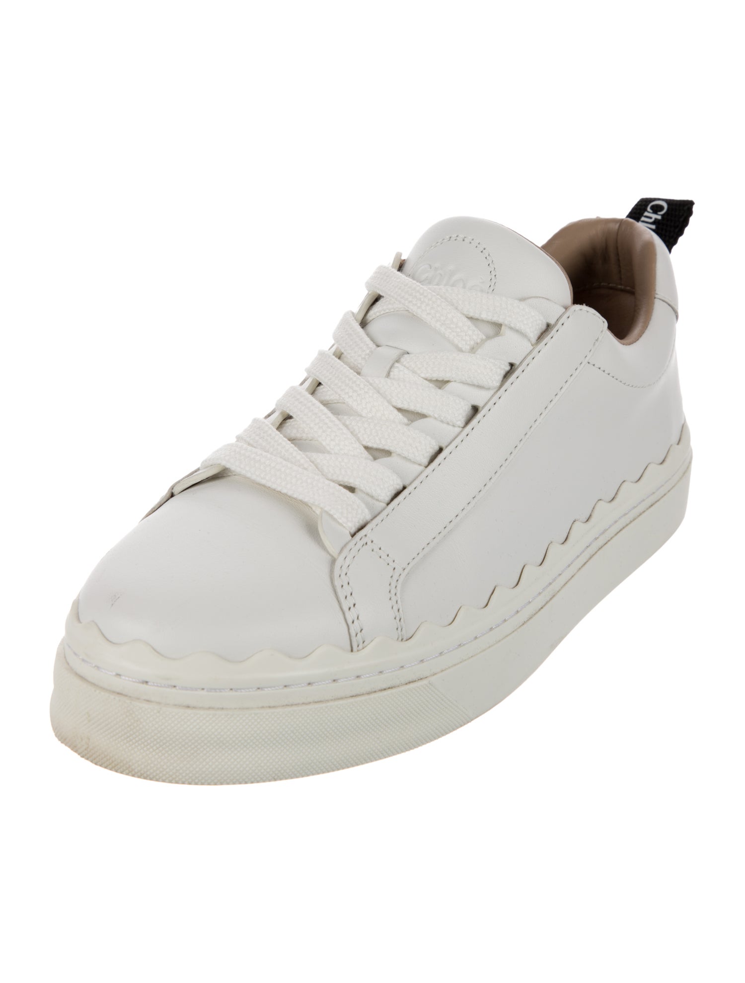Chloé Leather Scalloped Accent Sneakers